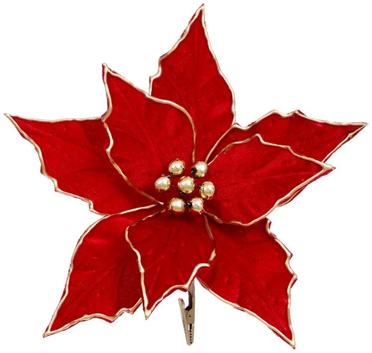 Glitter Poinsettia, Box of 12 - 9.5 Inches