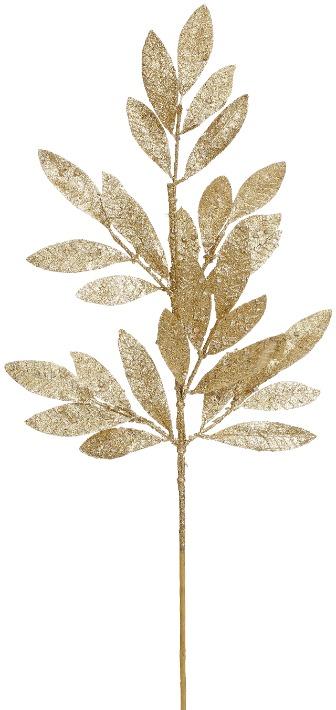 Gold Glitter Leaf Spray - 27 Inches