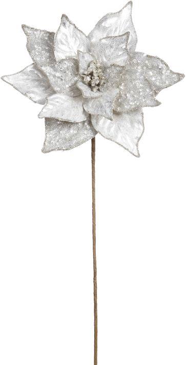 Shiny Glitter Poinsettia Pick - 20 x 9 Inches