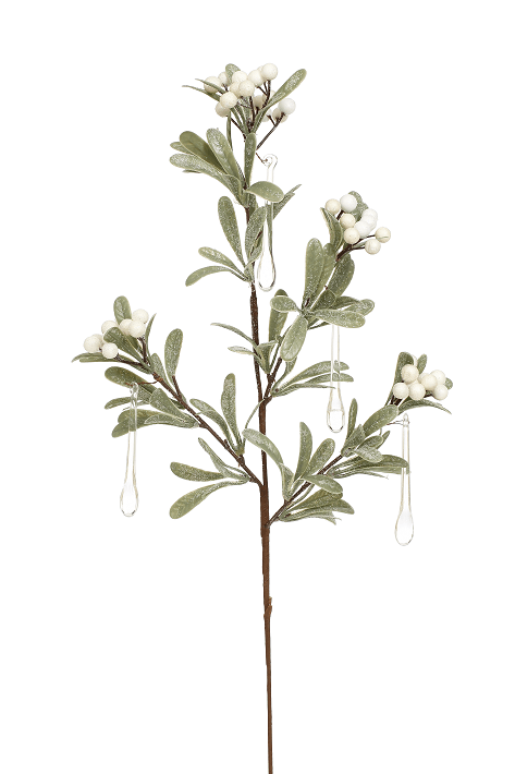 Frosted Mistletoe Spray - 27.5 Inches