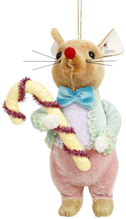 Mouse With Candy Cane Ornament - 6 Inches