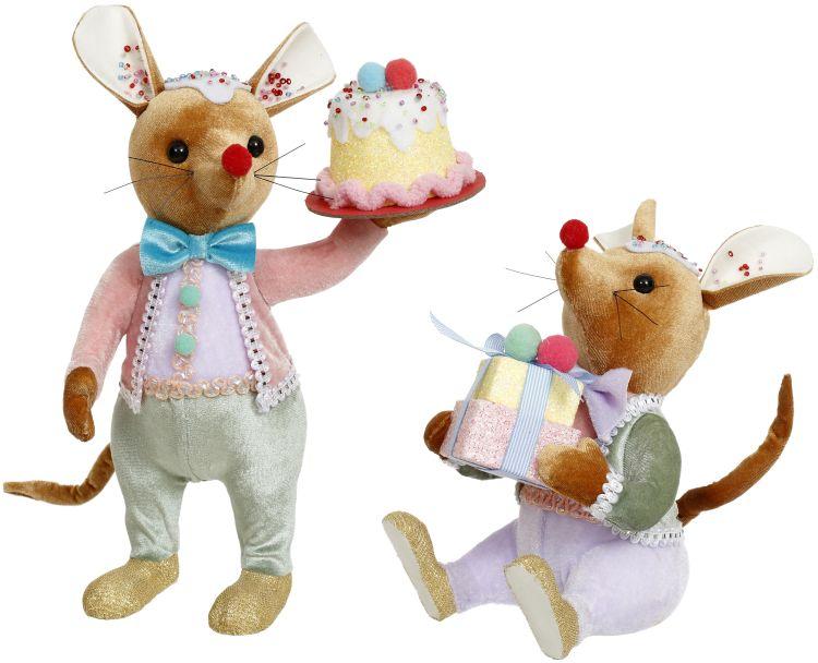 Christmas Party Mouse, Assortment of 2- 11 Inches