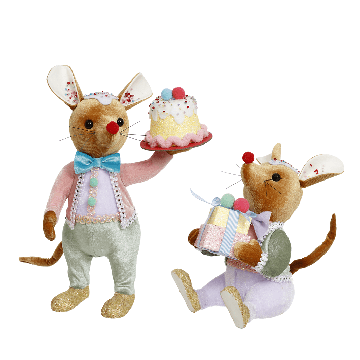 Christmas Party Mouse, Assortment of 2- 11 Inches