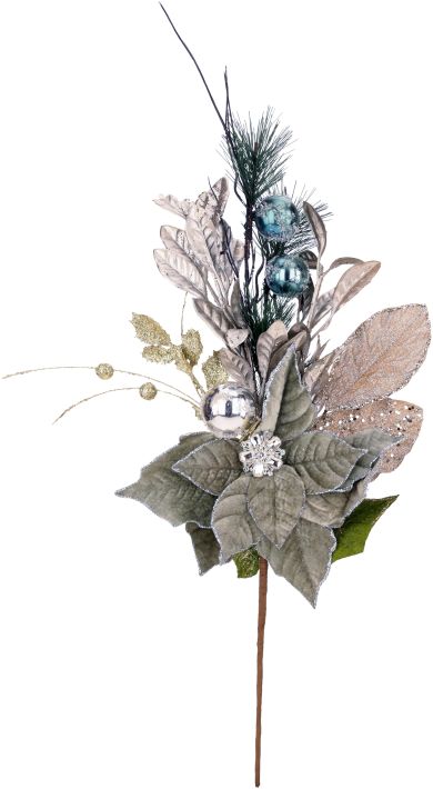 Mulit Jeweled Poinsettia Spray - 28 Inches