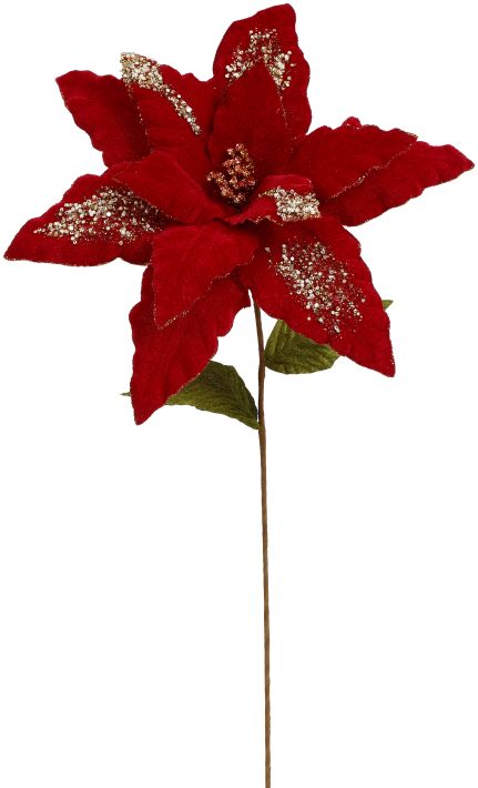Icy Poinsettia Stem - 28 Inches