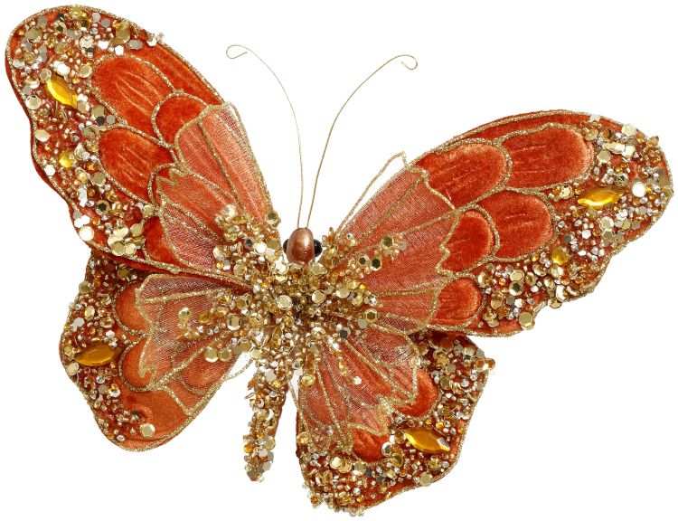 Glitter Bead Butterfly on Clip - 7X2 Inches