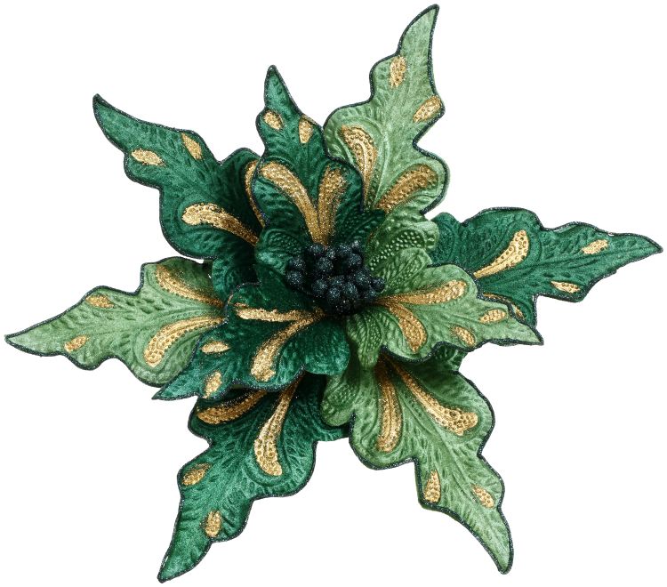 Glitter Poinsettia Clip On - 12X4 Inches