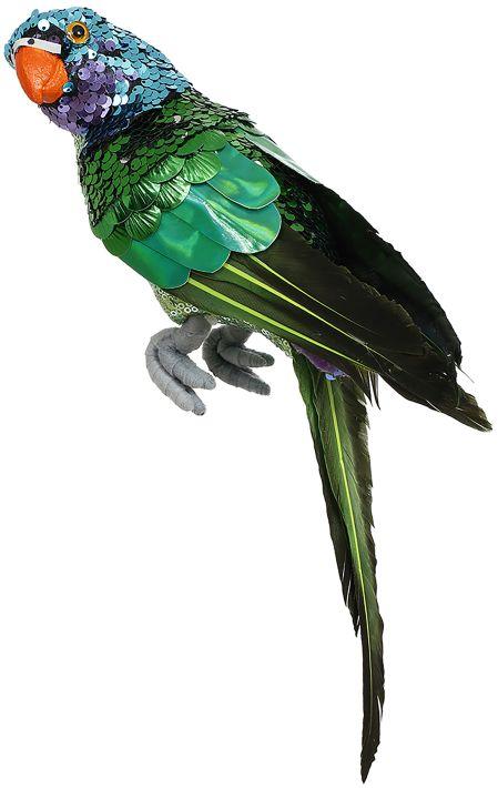 Sequined Parrot Decor, Small - 14 x 7 Inches