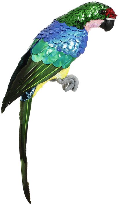 Sequined Parrot Decor, Large - 22 x 10 Inches