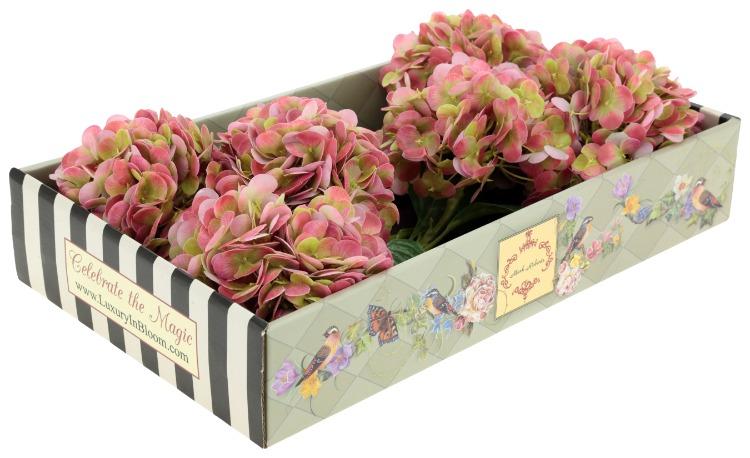 Vibrant Hydrangea Natural Touch, Box of 6 - 19 Inches