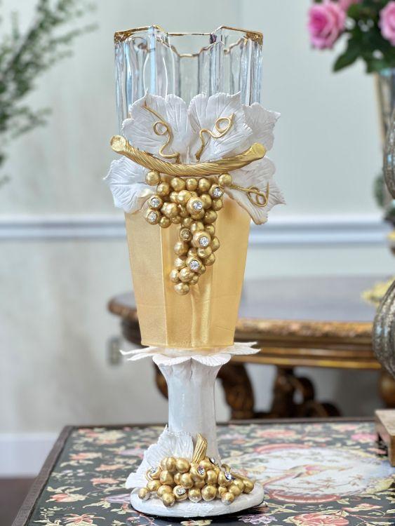 Elegant Gilded Vase - 7 x 16 Inches