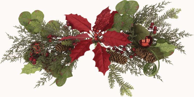 Poinsettia Berry Swag - 28 Inches