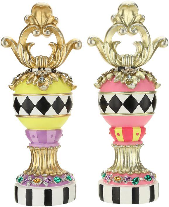 Jeweled Harlequin Finial, Assortment of 2- 14.5 Inches