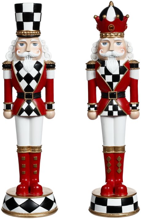 Checkered Nutcracker, Black and White, Assortment of 2 - 13 Inches