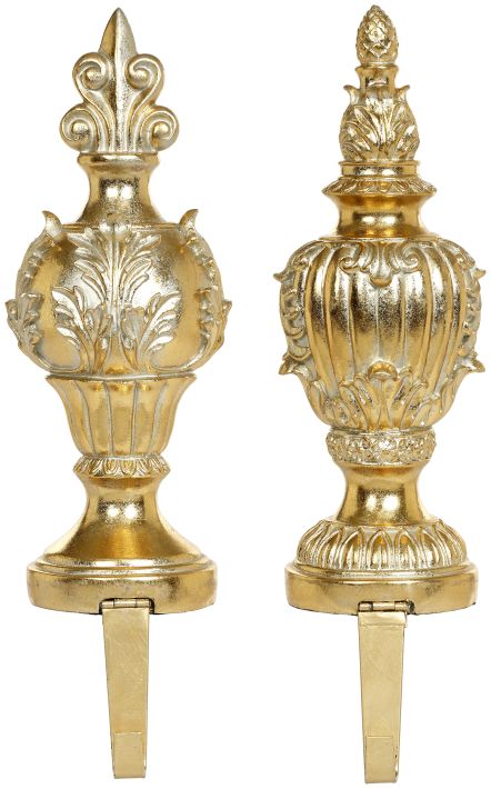Ornate Finial Stocking Holder, Assortment of 2 - 13 Inches