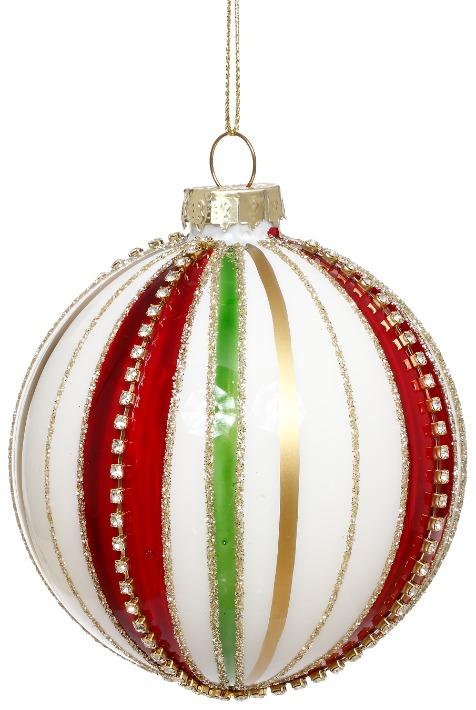 Beaded Holiday Stripe Ornament, Box of 6 - 3 Inches