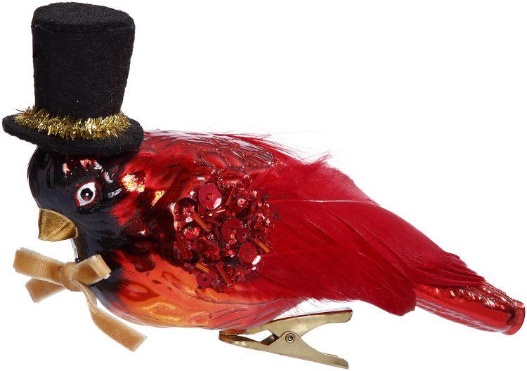 Top Hat Cardinal Ornament - 3 Inches