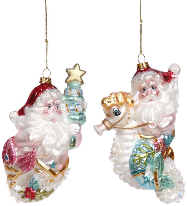 Santa Under the Sea Ornament, Assortment of 2 - 5 Inches