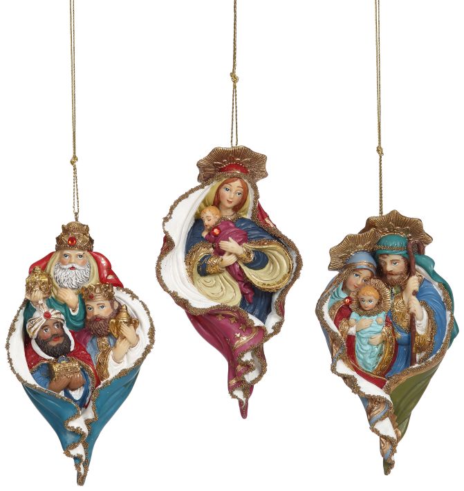 Nativity Ornament, Assortment of 3 - 4-5 Inches