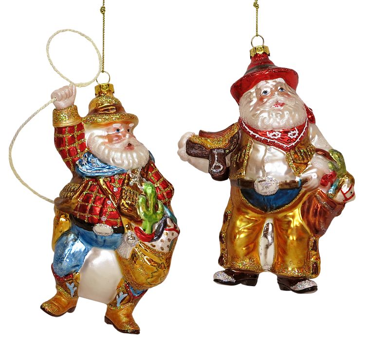 Cowboy Santa, Assortment Of 2 - 5.5 Inches