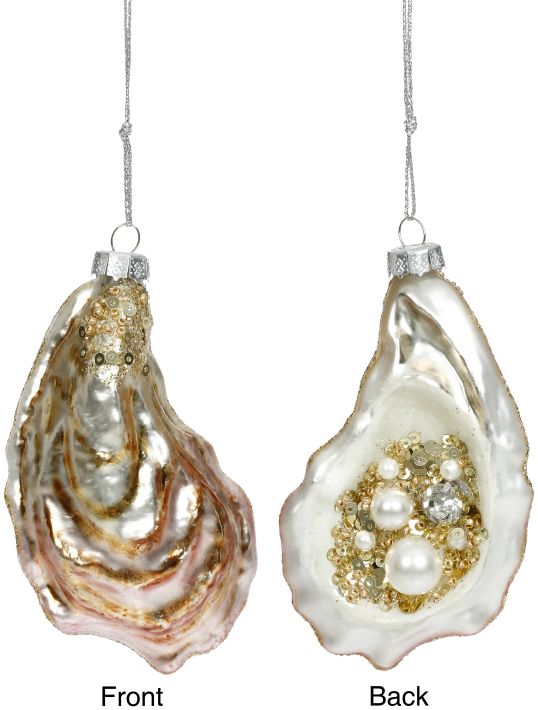 Oyster with Pearl Ornament - 4 Inches