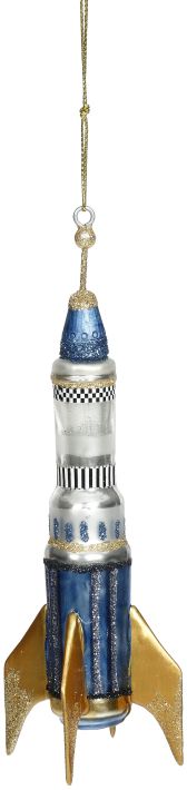 Blue Rocket Ornament - 6.5 Inches