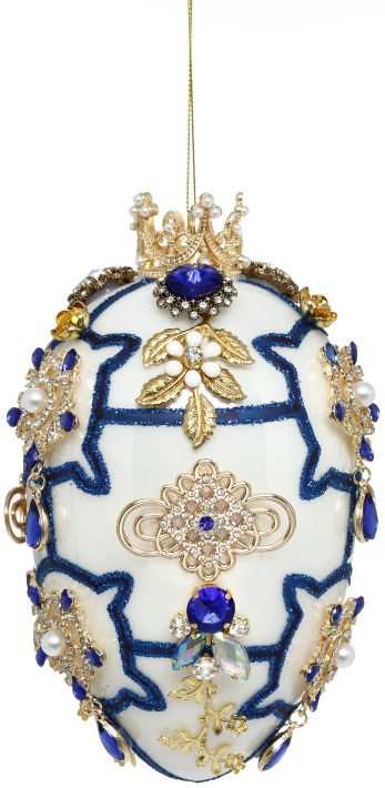 Faberge Jewel Egg Onament, Chinoiserie - 7 Inches