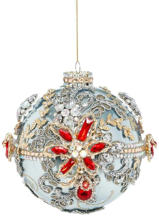 Kings Jewel Ball Ornament, Blue - 5 Inches