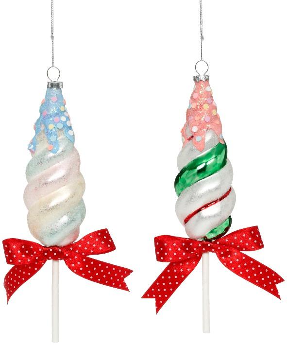 Pastel Candy Swirl Ornament, Assortment of 2 - 9 Inches