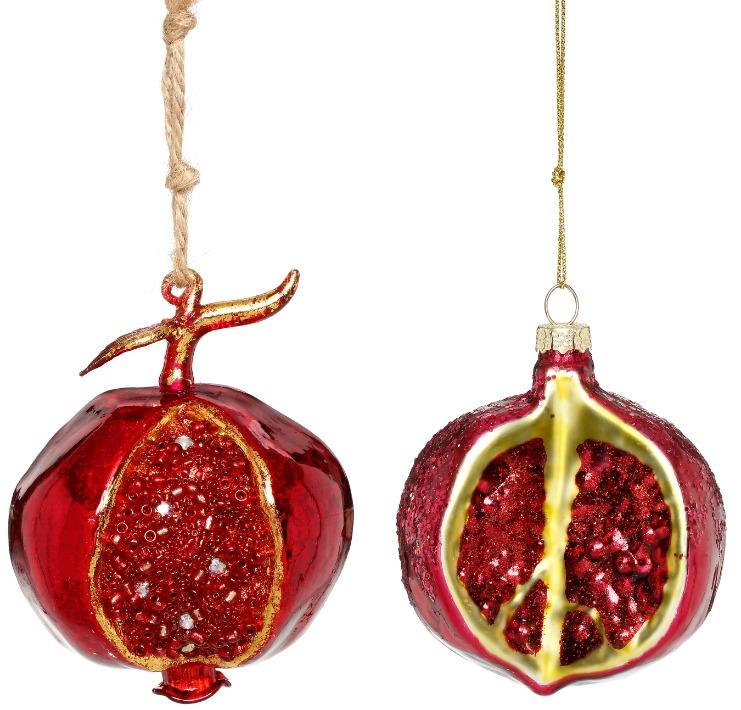 Pomegrante Ornament, Assortment of 2 - 3-4 Inches