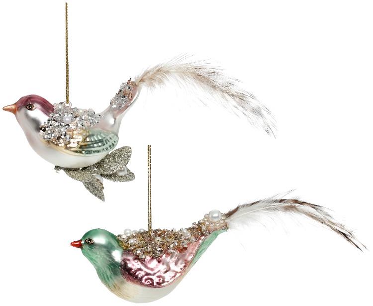 Elegant Bird Ornament, Assortment of 2 – 2-2.5 Inches