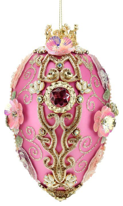 Faberge Jeweled Egg Ornament,Pink - 7 Inches