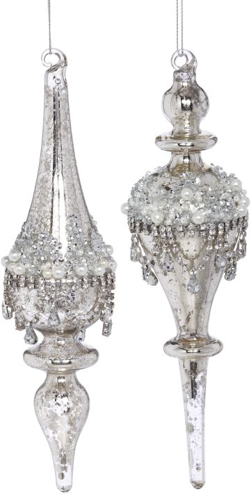 Beaded Finial Ornament, Assortment of 2 - 9 Inches