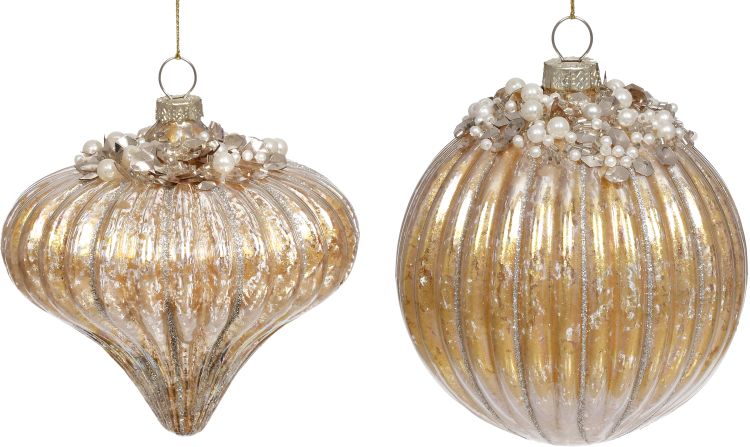 Fluted Shiny Ornament, Assortment of 2 -4.5 Inches - Official Mark ...