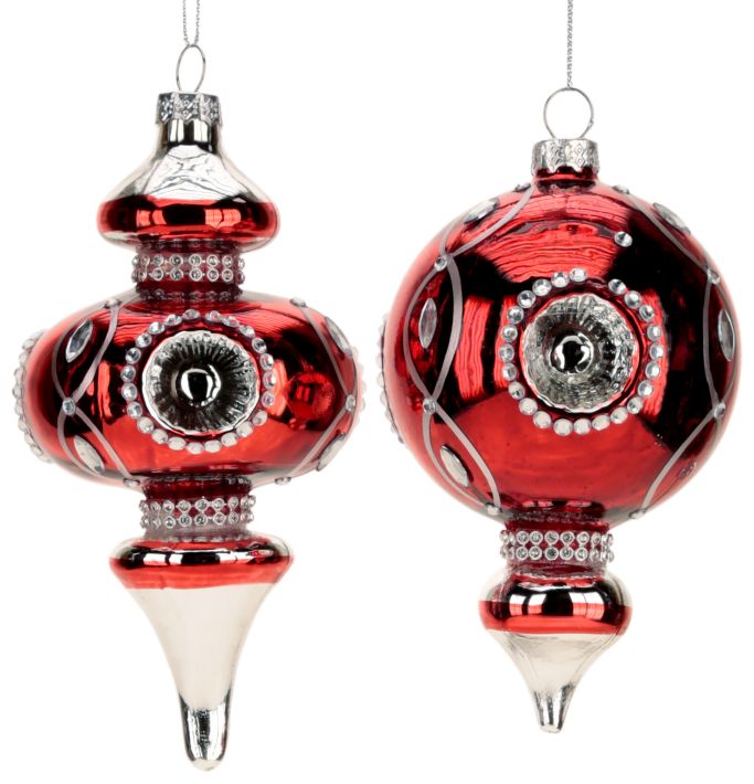 Fancy Crystal Ornament, Assortment of 2 - 5-6 Inches