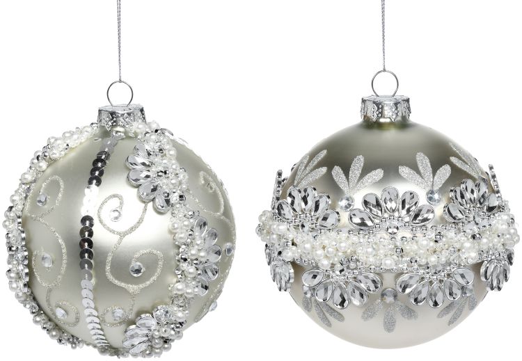 Fancy Pearled Diamond Ornament, Assortment of 2 - 4 Inches