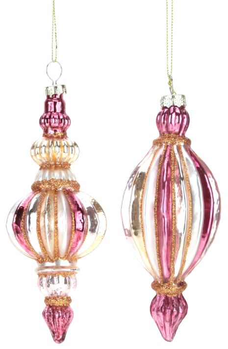 Fancy Teardrop Striped Ornament, Assortment of 2 - 6 Inches