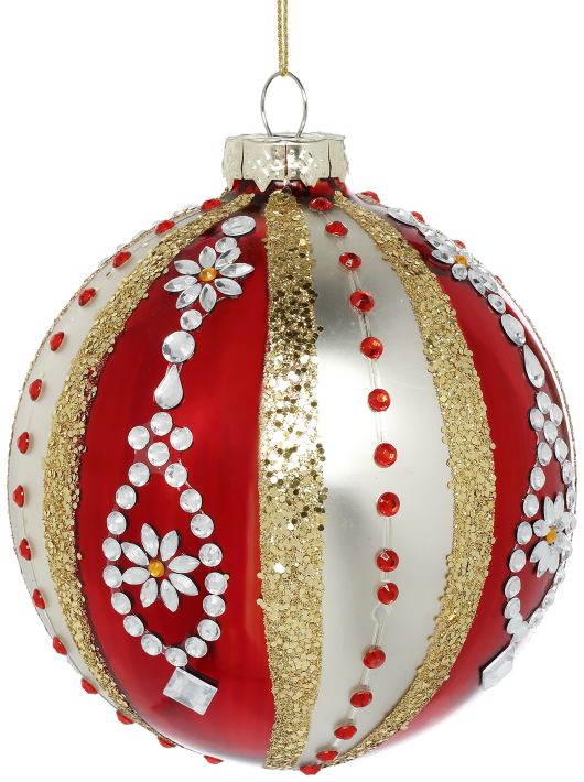 Dia Jeweled Ball Ornament - 4 Inches