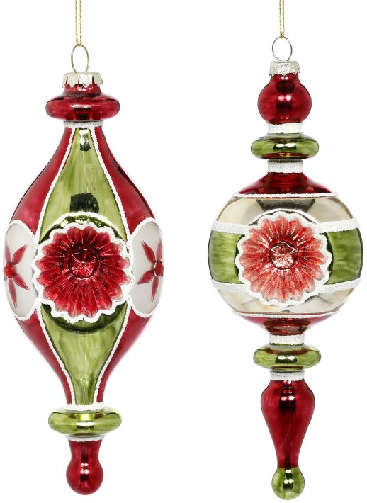 Candied Finial Ornament, Assortment of 2 - 8 Inches