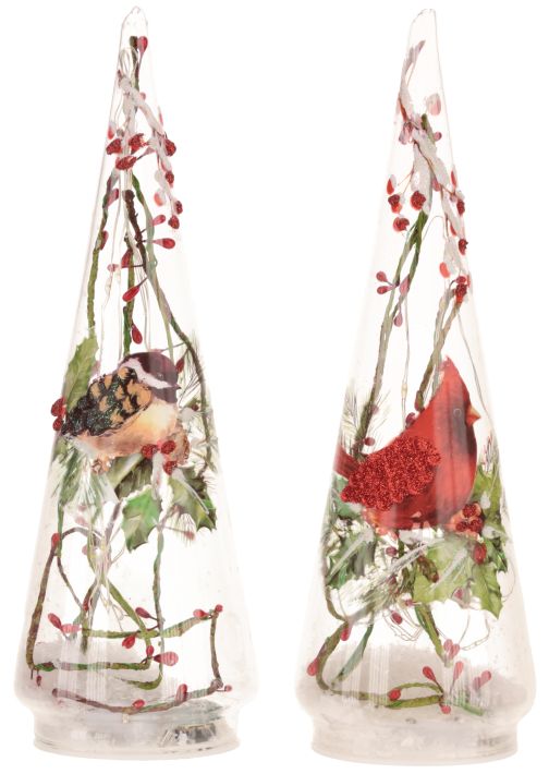 Berry Cardinal Lighted Table Top, Assortment of 2 - 11 Inches