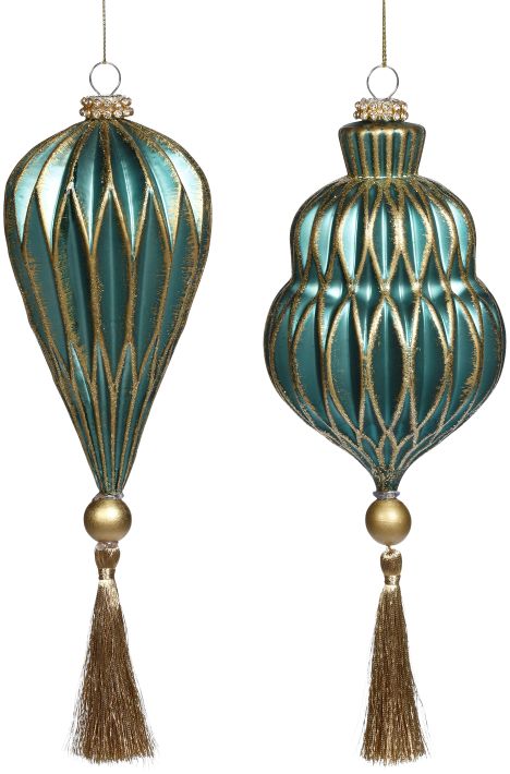 Tasseled Finial Ornament, Assortment of 2 - 7 Inches
