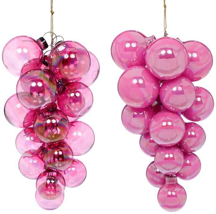 Pearl Grape Cluster Ornament, Assortment of 2 - 9 Inches