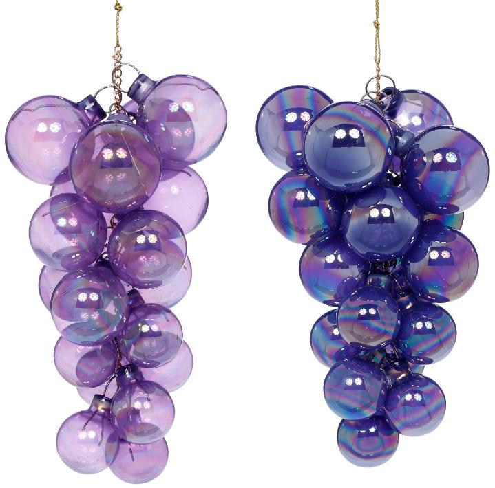 Pearl Grape Cluster Ornament, Assortment of 2 - 9 Inches