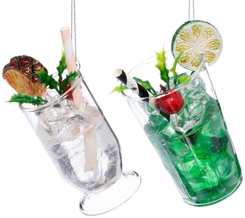 Cocktail Glass Ornament, Assortment of 2 - 4 to 5 Inches