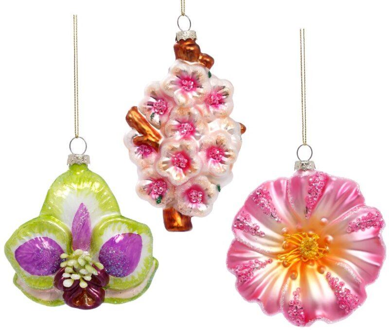 Orchid Flower Ornament, Assortment of 3 - 4 Inches