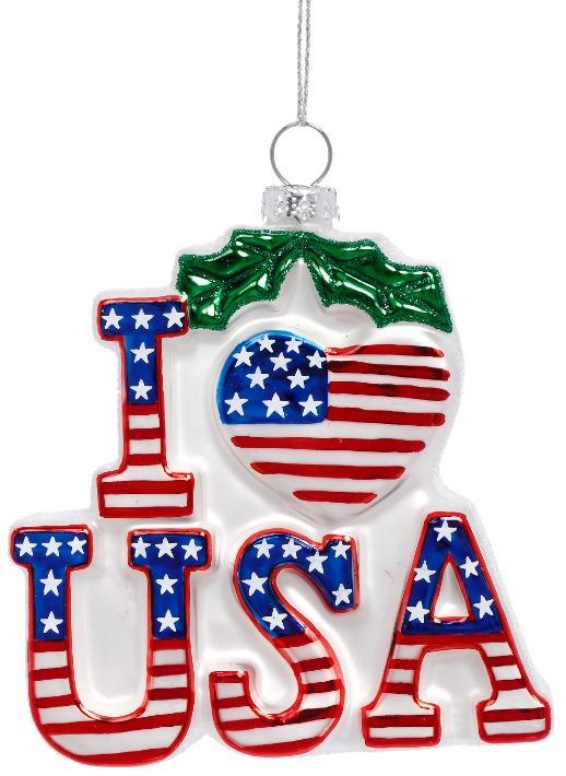 Patriotic I Love USA Ornament - 4 Inches