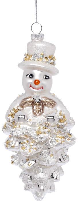 Shiny Snowman with Hat Ornament - 8 Inches