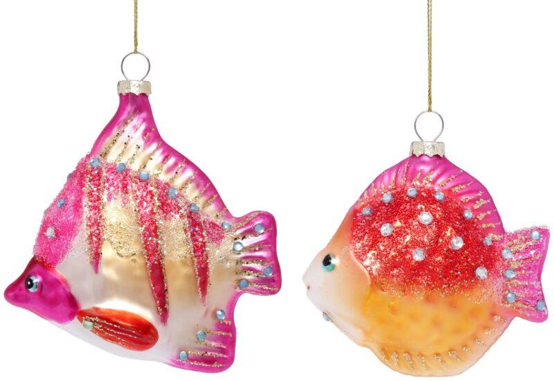 Glittered Fish Ornament, Assortment of 2 - 5 Inches