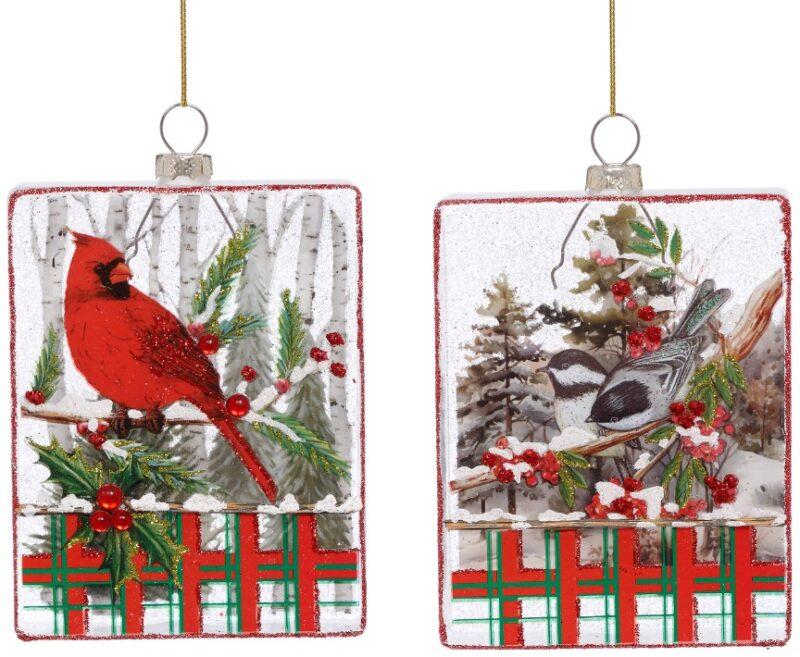 Cardinal Plaid Rectangle Ornament, Assortment of 2 - 6 Inches