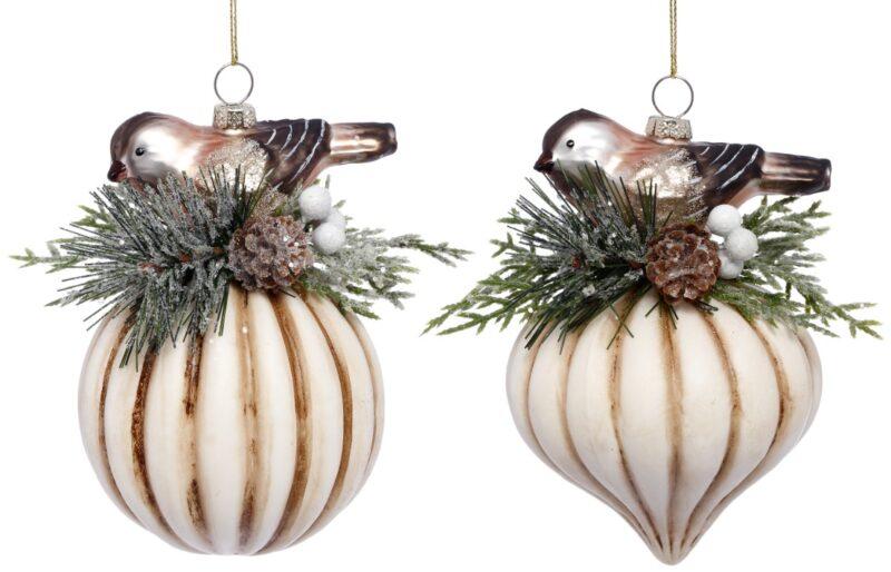 Ribbed Festive Ornament, Assortment of 2 - 5.5 Inches